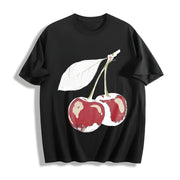 Cherry Fruit Cotton T-Shirt in Black