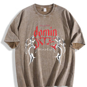 Retro Pure and Fashionable Vintage Washed T-Shirt in Brown