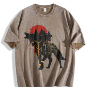 Red Moon Cerberus Sleeveless Tank Vintage Washed T-Shirt in Brown