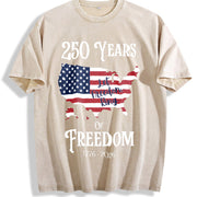 250 Years of Freedom 1776-2026 Vintage Washed T-Shirt in Beige