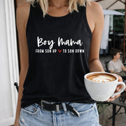 Boy Mama From Sun Up to Sun Down Women's Color Cotton Tank Top in Black