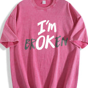 1 Pcs Heavy Adorable Vintage Washed T-Shirt in Red