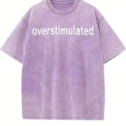 Letter Half Sleeve Going Out vintage washed oversized T-shirt in Purple