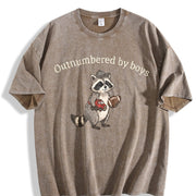 Boy Mom Dad Raccoon Vintage Washed T-Shirt in Brown