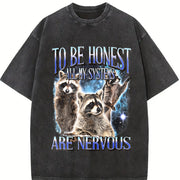 To Be Honest All My Systems Are Nervous Vintage Washed T-Shirt in Black