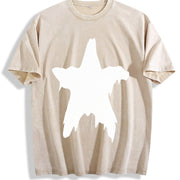 Distressed Melting Star Vintage Washed T-Shirt in Beige
