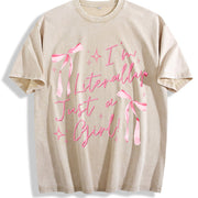 IM Literally Just a Girl Vintage Washed T-Shirt in Beige