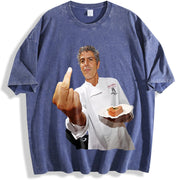 Anthony Foodie Fan Tribute vintage washed oversized T-shirt in Blue