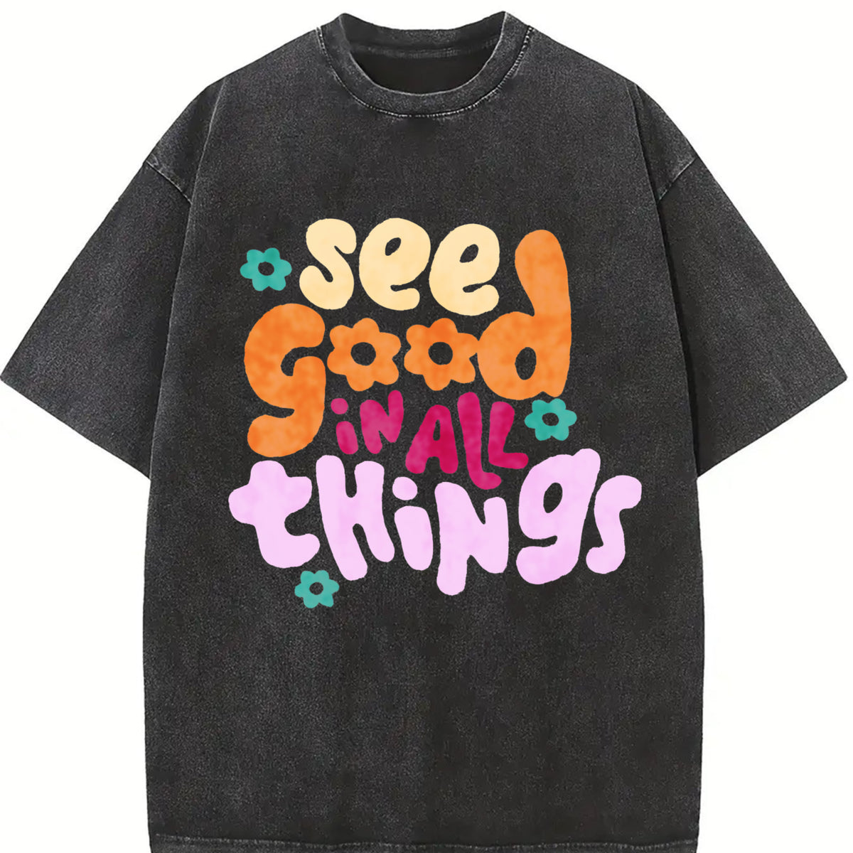 230gsm Blouse Vintage Washed T-Shirt in Black