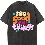 230gsm Blouse Vintage Washed T-Shirt in Black