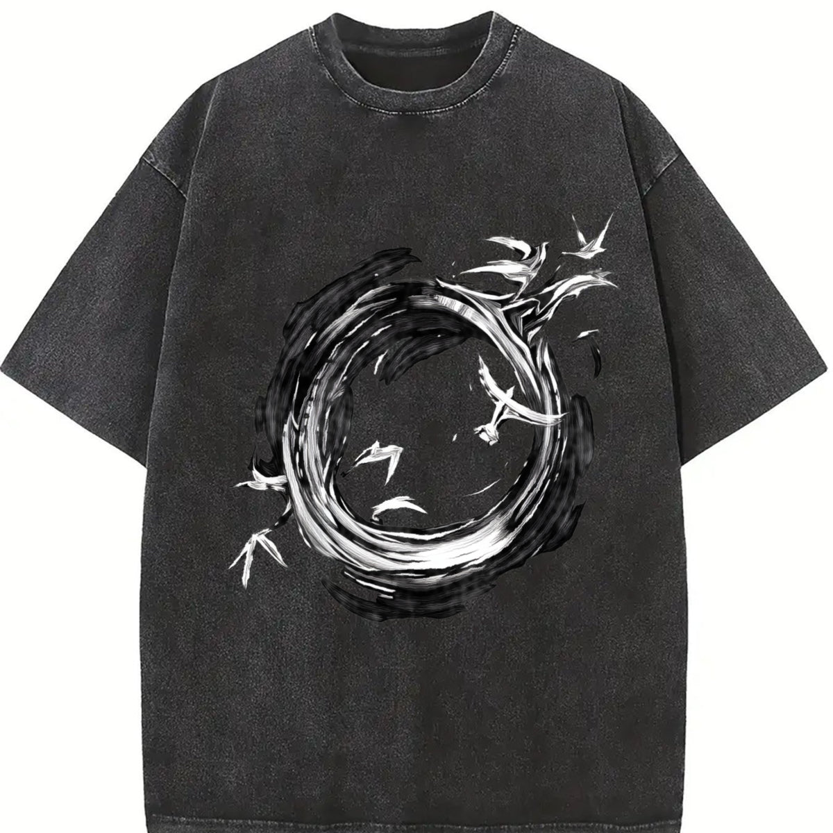 1 Pcs Heavy Adorable Vintage Washed T-Shirt in Black