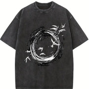 1 Pcs Heavy Adorable Vintage Washed T-Shirt in Black