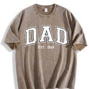 Dad Est Year Personalized Dad Vintage Washed T-Shirt in Brown