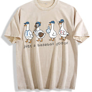 Baseball Goose Game Day Vintage Washed T-Shirt in Beige