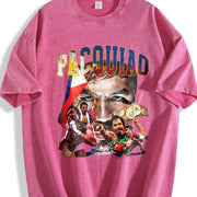 Manny PacQ Goat Boxing Style vintage washed oversized T-shirt in Red