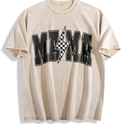 Mama Lightning Bolt Vintage Washed T-Shirt in Beige