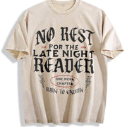 No Rest for the Late Night Reader vintage washed oversized T-shirt in Beige