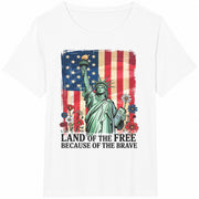 Land of the Free Because of the Brave Cotton T-Shirt in White