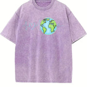 World Heartbeat Vintage Washed T-Shirt in Purple