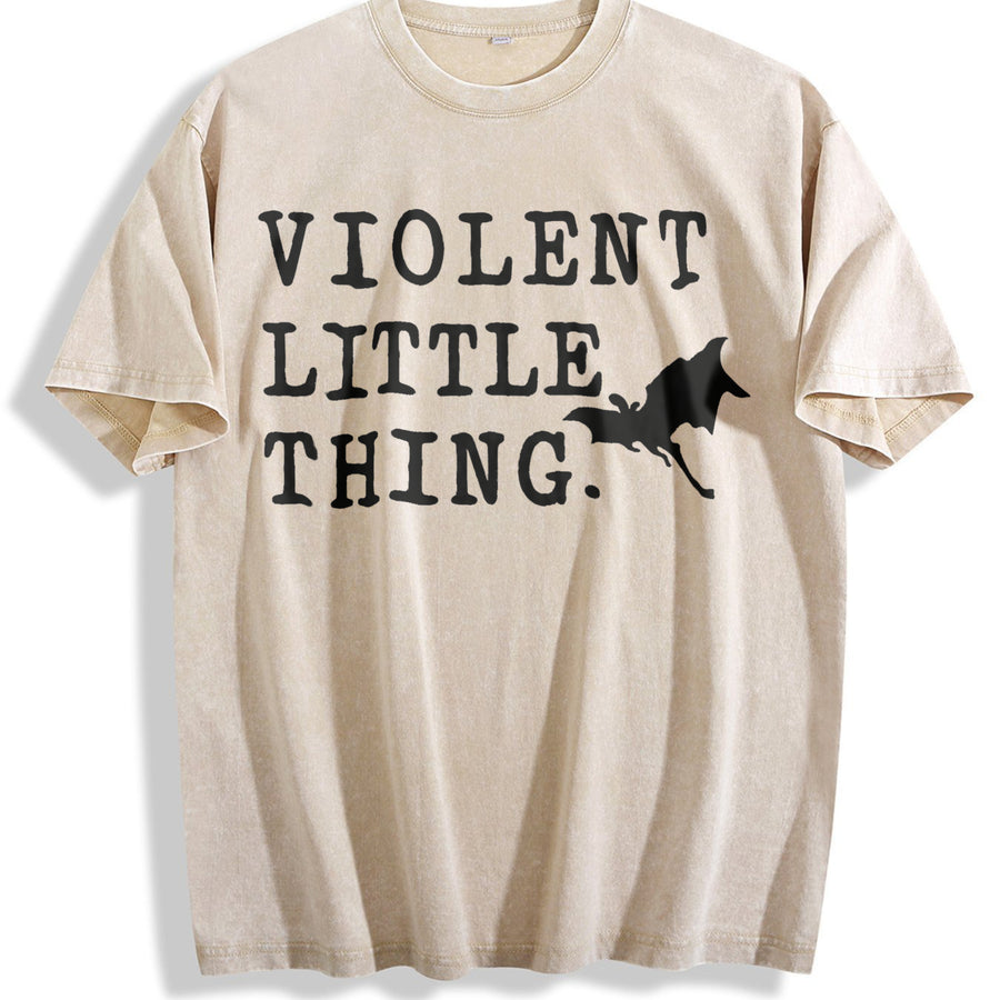Violent Little Thing Basgiath War College Fourth Wing vintage washed oversized T-shirt in Beige