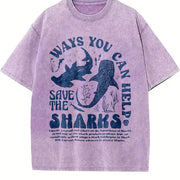 Ways You Can Help Save the Sharks vintage washed oversized T-shirt in Purple