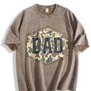 Camouflage Dad Retro Varsity Dad Vintage Washed T-Shirt in Brown