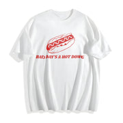 Bad Day to Be a Hot Dog Ironic Meme Boxy DTG Cotton T-Shirt in White