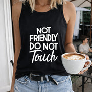 Not Friendly Do Not Touch Crew-neck Sleeveless Vest Women's Color Cotton Tank Top in Black