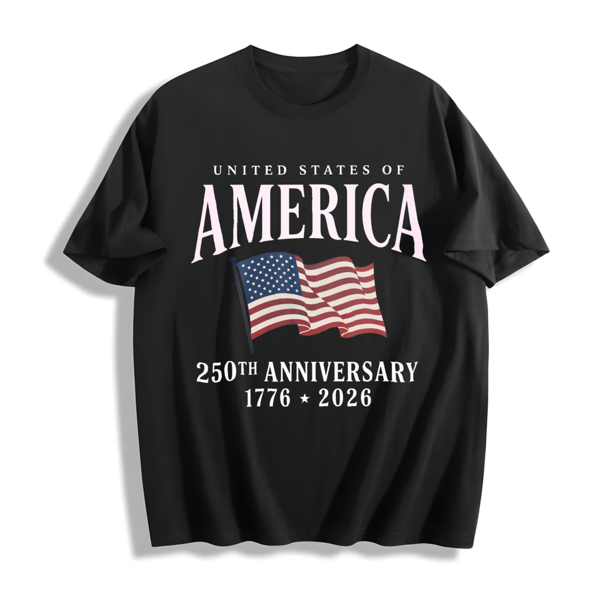 Bella Canvas USA Flag 250th Anniversary V-neck Cotton T-Shirt in Black