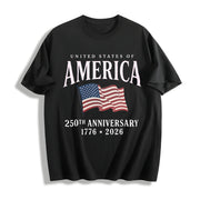 Bella Canvas USA Flag 250th Anniversary V-neck Cotton T-Shirt in Black