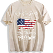 America 250 Years of Freedom Vintage Washed T-Shirt in Beige
