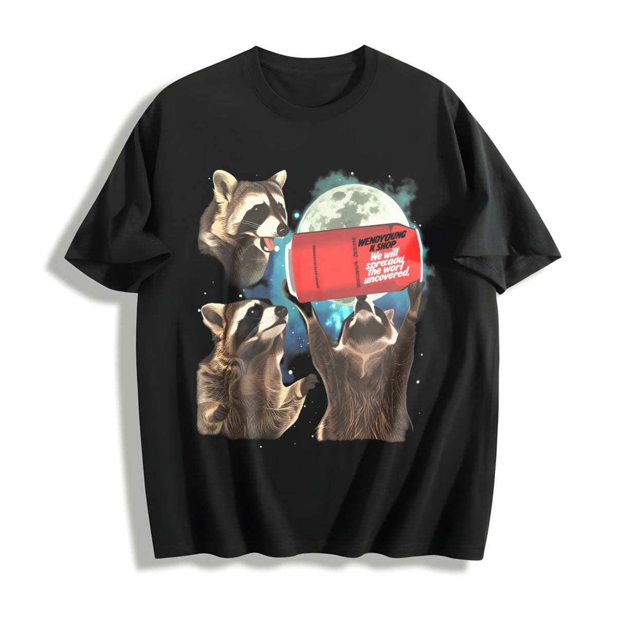 Three Raccoons Red Zero Coke Cotton T-Shirt in Black