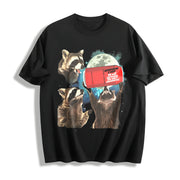 Three Raccoons Red Zero Coke Cotton T-Shirt in Black