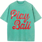 Play Ball Game Day Vintage Washed T-Shirt in Blue