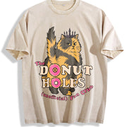 Donut Holes Fan Club Vintage Washed T-Shirt in Beige