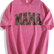 Leopard Mama Mothers Day Mom Retro Mama For Mom Mama vintage washed oversized T-shirt in Red