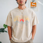 Mountain Heart Retro Camping Vintage Washed T-Shirt in Beige