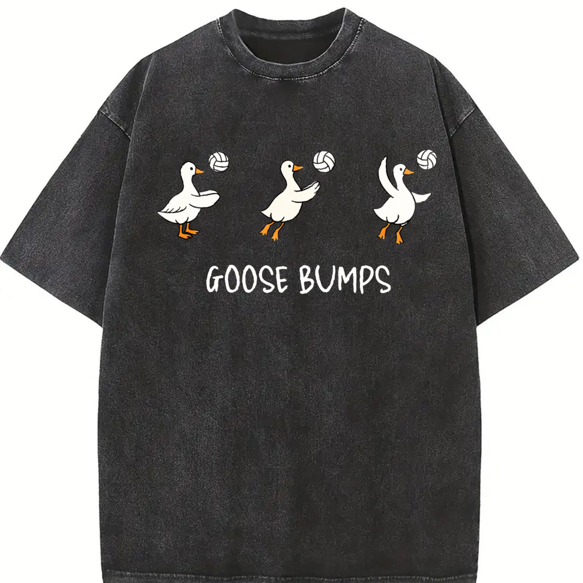 Goose Bumps Volleyball Vintage Washed T-Shirt in Black