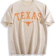 Texas Longhorn Tank Vintage Washed T-Shirt in Beige