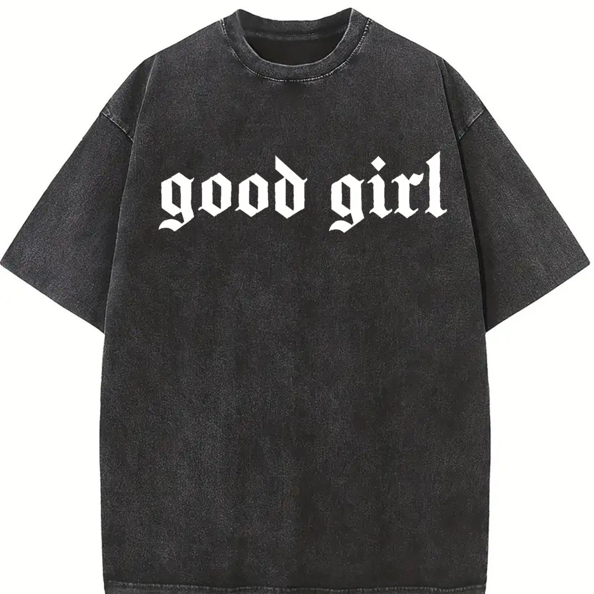 Good Girl Romance Club Vintage Washed T-Shirt in Black