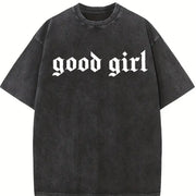 Good Girl Romance Club Vintage Washed T-Shirt in Black