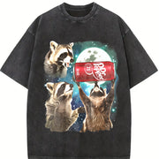 Three Raccoons Dr Pepper vintage washed oversized T-shirt in Black