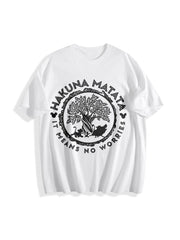 Hakuna Matata Animal Kingdom Lion King Simbba Timonn Cotton T-Shirt in White
