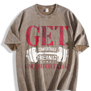 Get Comfortable Being Uncomfortable Vintage Washed T-Shirt in Brown