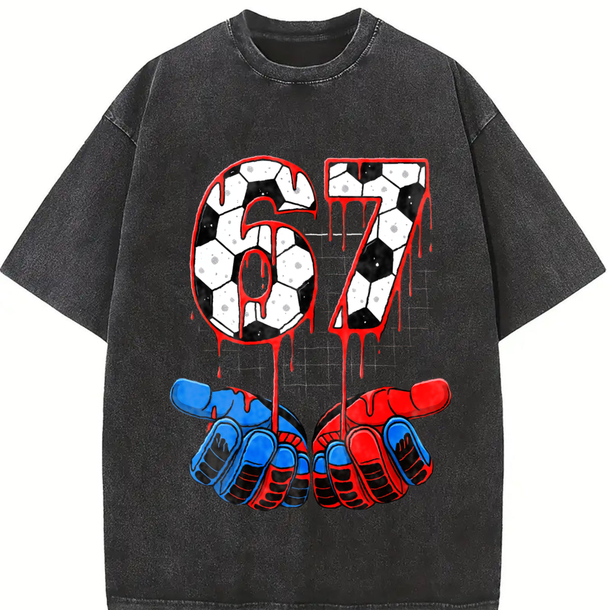 67 Soccer Vintage Washed T-Shirt in Black