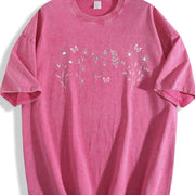 Wildflowers 90s Retro ® Y2k Flower Lovers Vintage Washed T-Shirt in Red