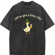Off to Get a Little Silly St. Patrick's Day vintage washed oversized T-shirt in Black