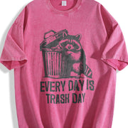 Raccoon Every Day Is Trash Day 90's Vintage Washed T-Shirt in Red