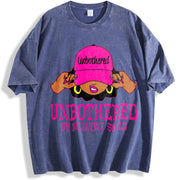 Unbothered Black Woman African American Afro Queen vintage washed oversized T-shirt in Blue
