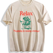 Chill Raccoon - Relax Nothing Is Under Control Trash Panda vintage washed oversized T-shirt in Beige